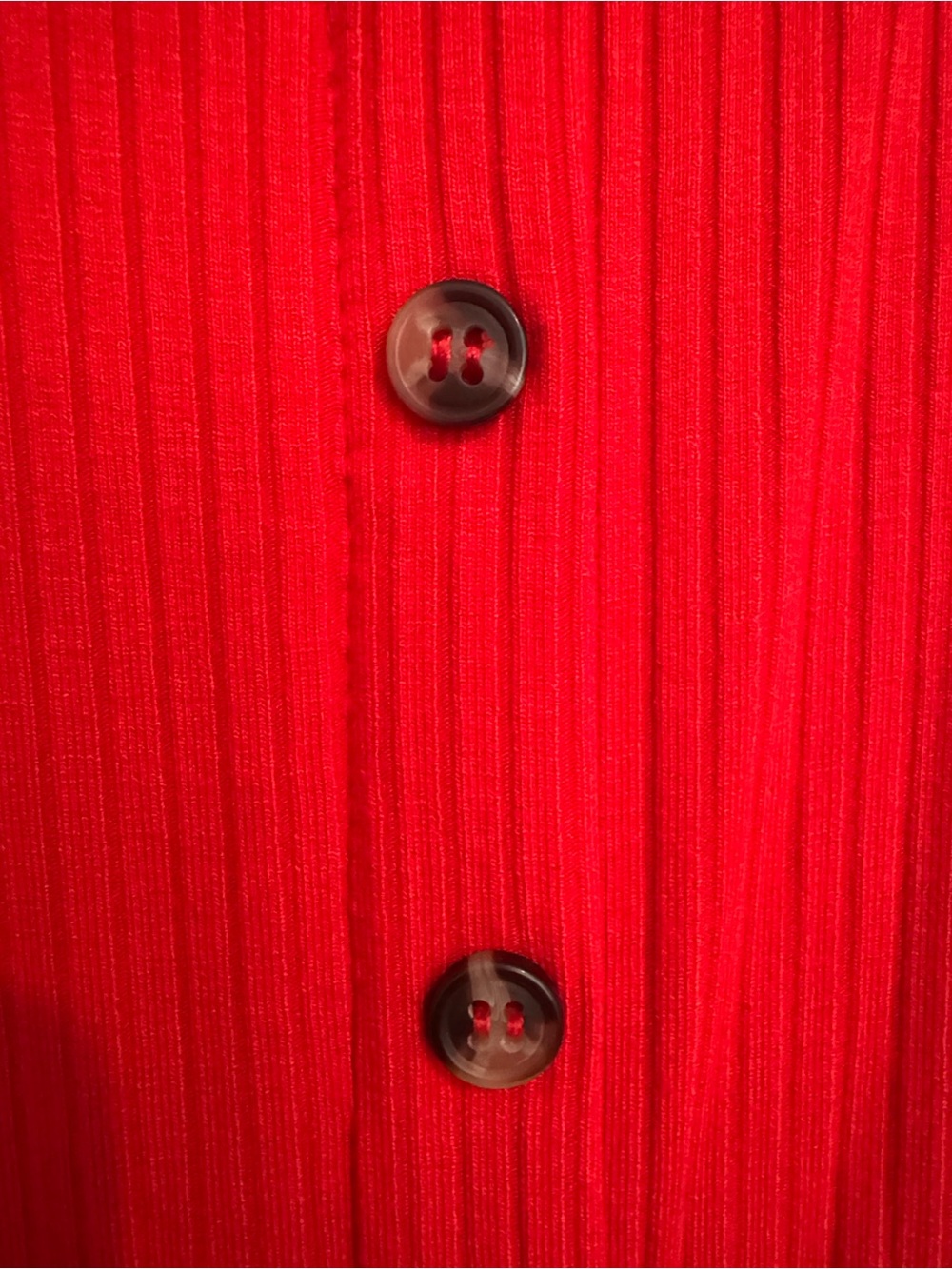 H&M Bright Red Ribbed Button-Front Midi Dress - Picture 4 of 5